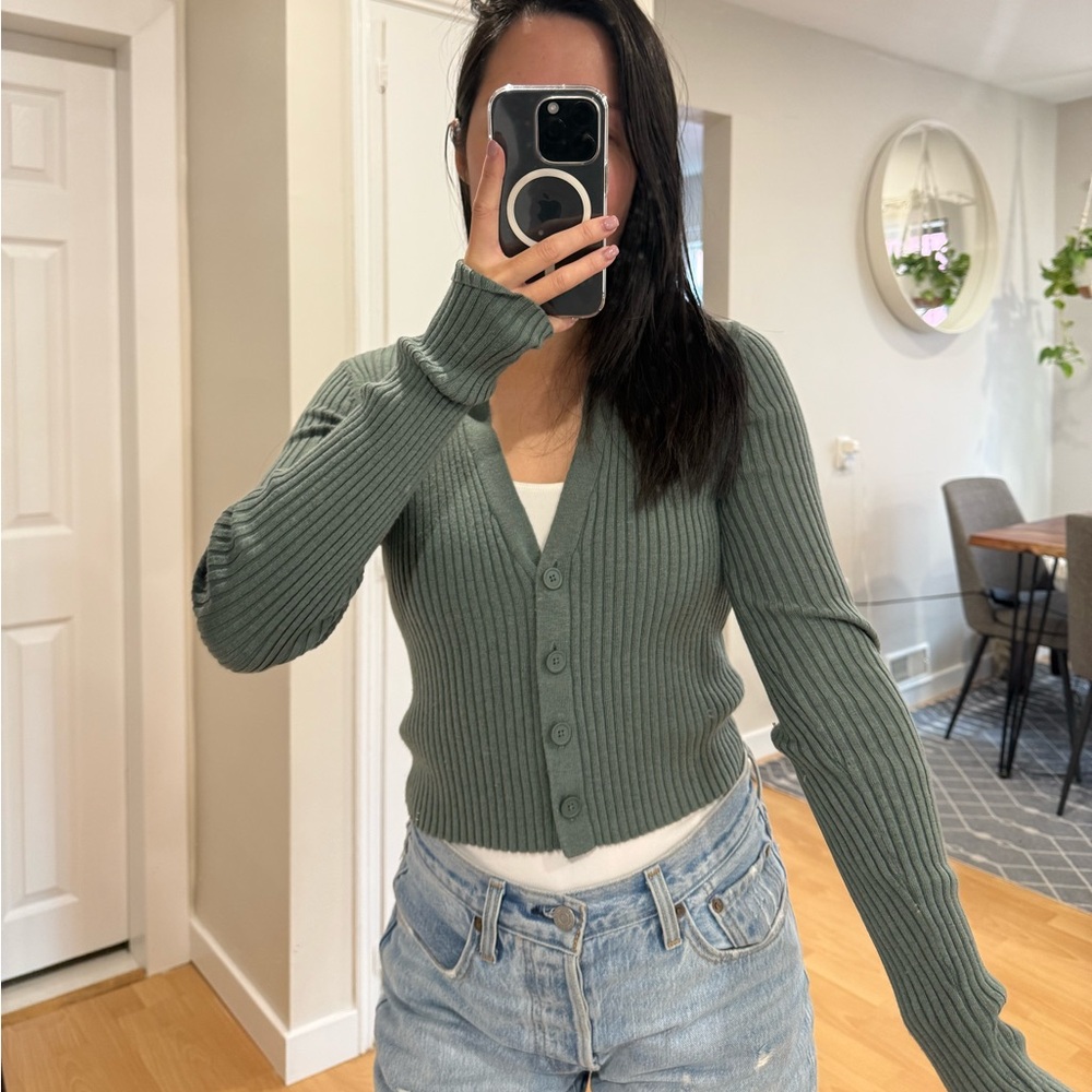 AERIE RIBBED CROPPED SWEATER